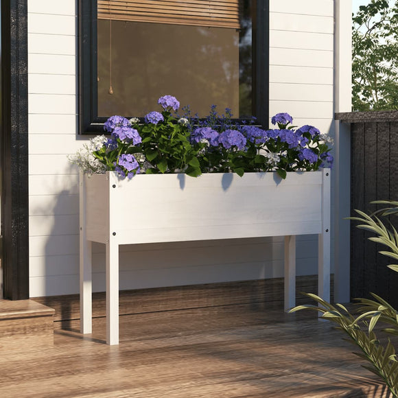 NNEVL Garden Planter White 110x31x70 cm Solid Pinewood