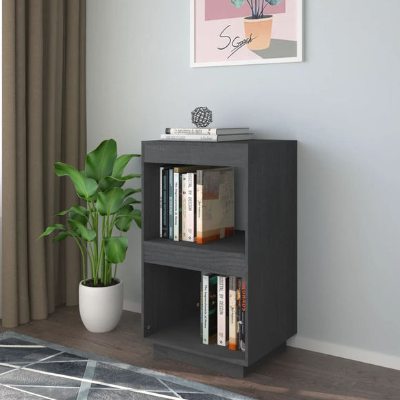 NNEVL Book Cabinet Grey 40x35x71 cm Solid Pinewood