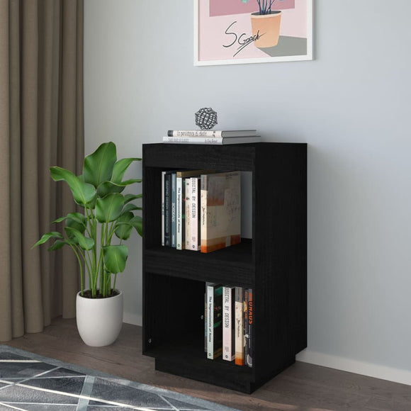 NNEVL Book Cabinet Black 40x35x71 cm Solid Pinewood