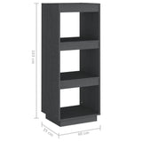 NNEVL Book Cabinet/Room Divider Grey 40x35x103 cm Solid Pinewood
