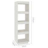 NNEVL Book Cabinet/Room Divider White 40x35x135 cm Solid Pinewood