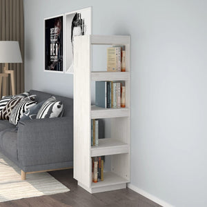 NNEVL Book Cabinet/Room Divider White 40x35x135 cm Solid Pinewood