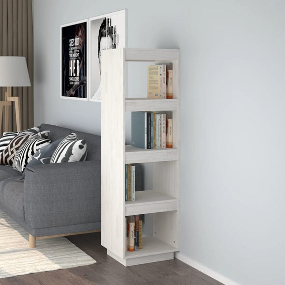 NNEVL Book Cabinet/Room Divider White 40x35x135 cm Solid Pinewood