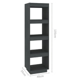 NNEVL Book Cabinet/Room Divider Grey 40x35x135 cm Solid Pinewood