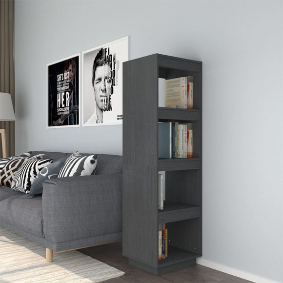 NNEVL Book Cabinet/Room Divider Grey 40x35x135 cm Solid Pinewood