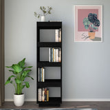 NNEVL Book Cabinet/Room Divider Black 40x35x135 cm Solid Pinewood