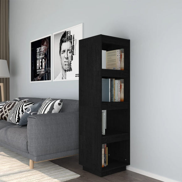 NNEVL Book Cabinet/Room Divider Black 40x35x135 cm Solid Pinewood