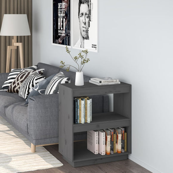 NNEVL Book Cabinet Grey 60x35x71 cm Solid Wood Pine