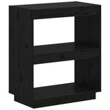 NNEVL Book Cabinet Black 60x35x71 cm Solid Wood Pine