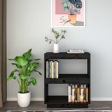 NNEVL Book Cabinet Black 60x35x71 cm Solid Wood Pine