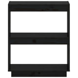 NNEVL Book Cabinet Black 60x35x71 cm Solid Wood Pine