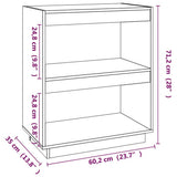 NNEVL Book Cabinet Black 60x35x71 cm Solid Wood Pine