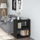 NNEVL Book Cabinet Black 60x35x71 cm Solid Wood Pine