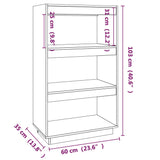 NNEVL Book Cabinet/Room Divider 60x35x103 cm Solid Pinewood