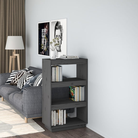 NNEVL Book Cabinet/Room Divider Grey 60x35x103 cm Solid Wood Pine