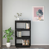 NNEVL Book Cabinet/Room Divider Black 60x35x103 cm Solid Wood Pine