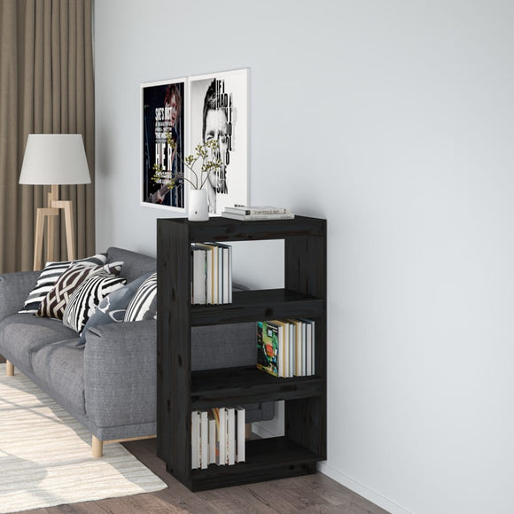 NNEVL Book Cabinet/Room Divider Black 60x35x103 cm Solid Wood Pine