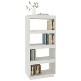 NNEVL Book Cabinet/Room Divider White 60x35x135 cm Solid Pinewood