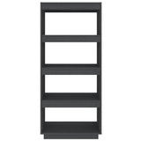 NNEVL Book Cabinet/Room Divider Grey 60x35x135 cm Solid Pinewood