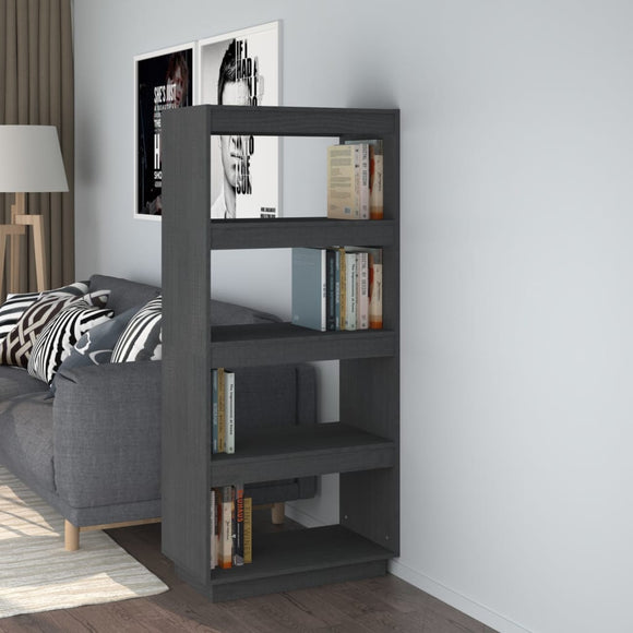 NNEVL Book Cabinet/Room Divider Grey 60x35x135 cm Solid Pinewood
