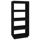 NNEVL Book Cabinet/Room Divider Black 60x35x135 cm Solid Pinewood