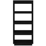 NNEVL Book Cabinet/Room Divider Black 60x35x135 cm Solid Pinewood