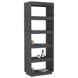 NNEVL Book Cabinet/Room Divider Grey 60x35x167 cm Solid Pinewood