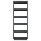 NNEVL Book Cabinet/Room Divider Grey 60x35x167 cm Solid Pinewood