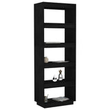 NNEVL Book Cabinet/Room Divider Black 60x35x167 cm Solid Pinewood