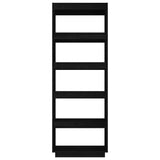 NNEVL Book Cabinet/Room Divider Black 60x35x167 cm Solid Pinewood