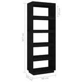 NNEVL Book Cabinet/Room Divider Black 60x35x167 cm Solid Pinewood