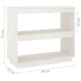 NNEVL Book Cabinet White 80x35x71 cm Solid Pinewood
