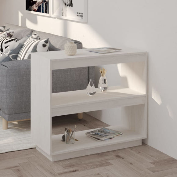 NNEVL Book Cabinet White 80x35x71 cm Solid Pinewood
