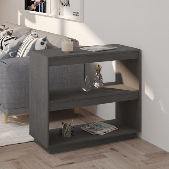 NNEVL Book Cabinet Grey 80x35x71 cm Solid Pinewood