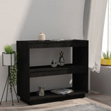 NNEVL Book Cabinet Black 80x35x71 cm Solid Pinewood
