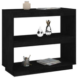 NNEVL Book Cabinet Black 80x35x71 cm Solid Pinewood