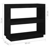 NNEVL Book Cabinet Black 80x35x71 cm Solid Pinewood