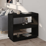 NNEVL Book Cabinet Black 80x35x71 cm Solid Pinewood