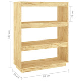 NNEVL Book Cabinet/Room Divider 80x35x103 cm Solid Pinewood