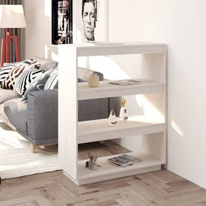 NNEVL Book Cabinet/Room Divider White 80x35x103 cm Solid Pinewood