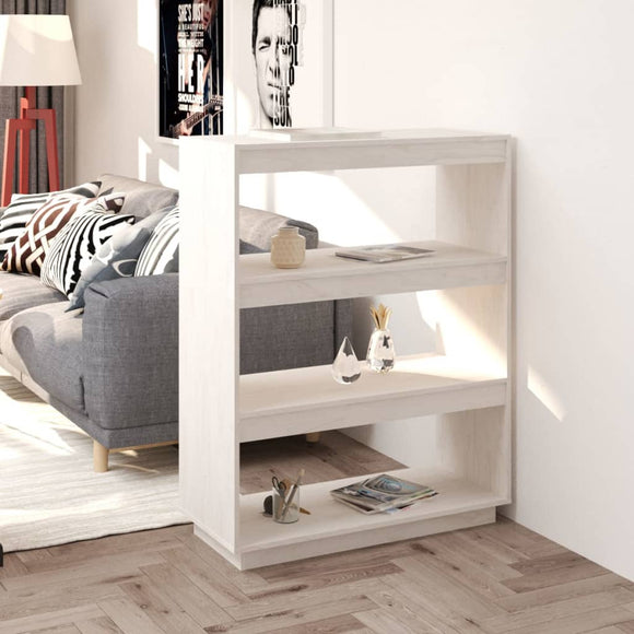 NNEVL Book Cabinet/Room Divider White 80x35x103 cm Solid Pinewood
