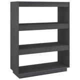 NNEVL Book Cabinet/Room Divider Grey 80x35x103 cm Solid Pinewood
