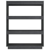 NNEVL Book Cabinet/Room Divider Grey 80x35x103 cm Solid Pinewood