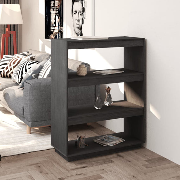 NNEVL Book Cabinet/Room Divider Grey 80x35x103 cm Solid Pinewood