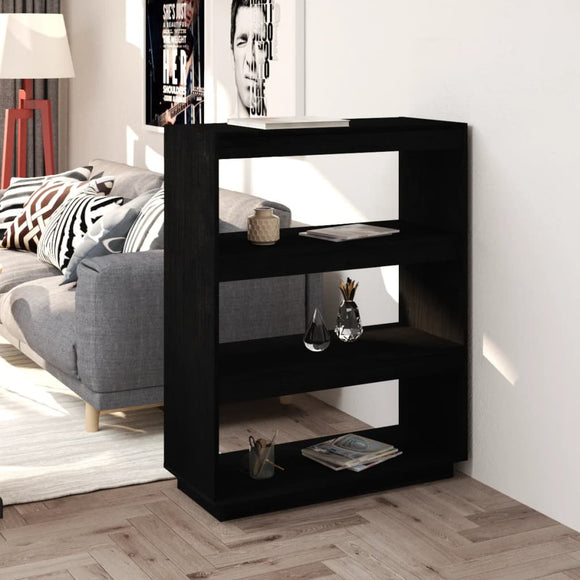 NNEVL Book Cabinet/Room Divider Black 80x35x103 cm Solid Pinewood
