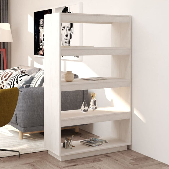 NNEVL Book Cabinet/Room Divider White 80x35x135 cm Solid Pinewood