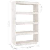 NNEVL Book Cabinet/Room Divider White 80x35x135 cm Solid Pinewood