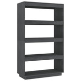 NNEVL Book Cabinet/Room Divider Grey 80x35x135 cm Solid Pinewood