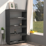 NNEVL Book Cabinet/Room Divider Grey 80x35x135 cm Solid Pinewood