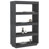 NNEVL Book Cabinet/Room Divider Grey 80x35x135 cm Solid Pinewood